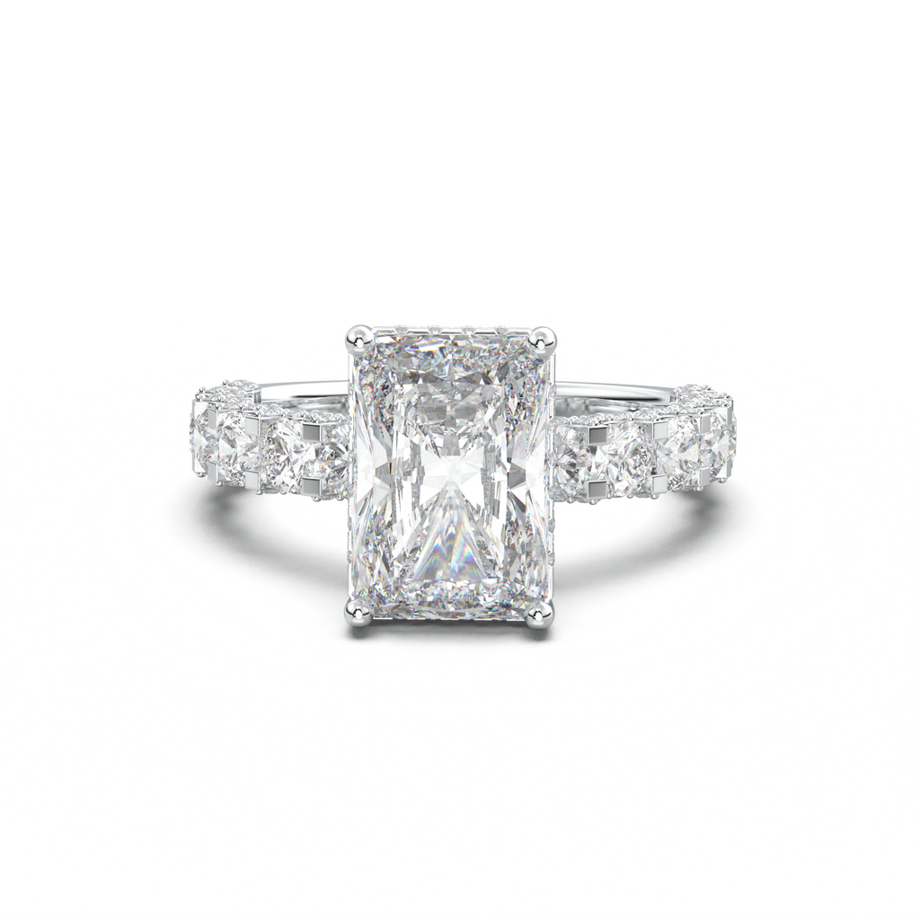 Radiant Diamond Band Engagement Ring