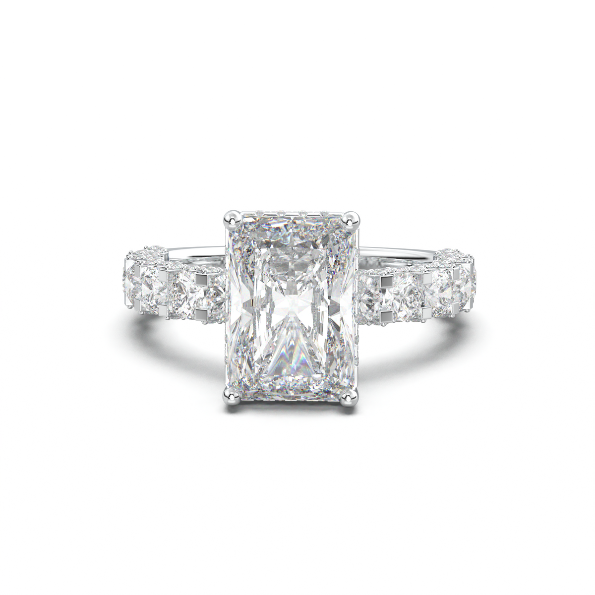 Radiant Diamond Band Engagement Ring