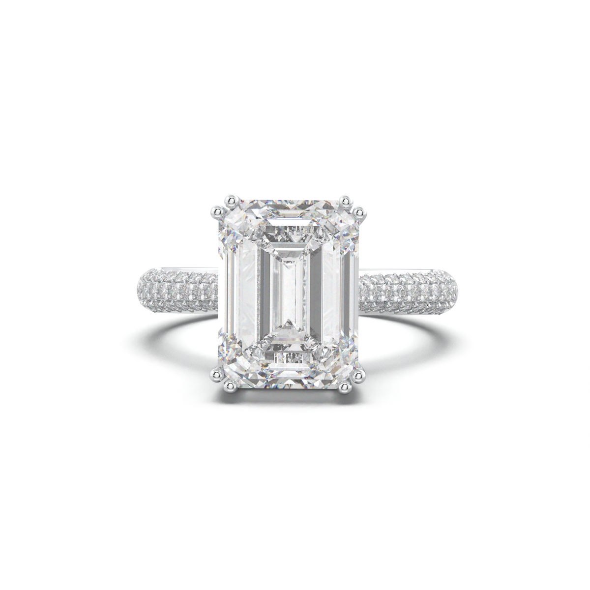Emerald Double Pavé Engagement Ring