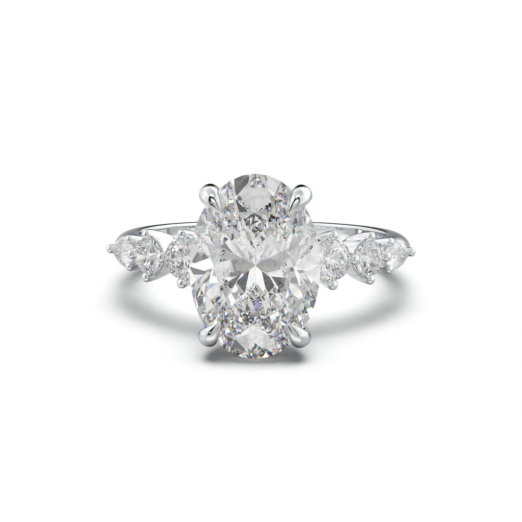 Oval Pear-Accent Engagement Ring