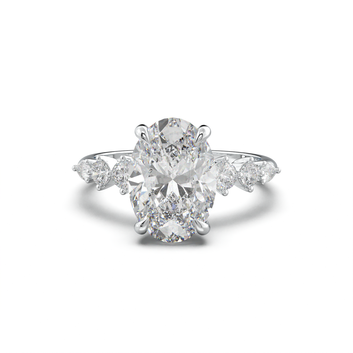 Oval Pear-Accent Engagement Ring