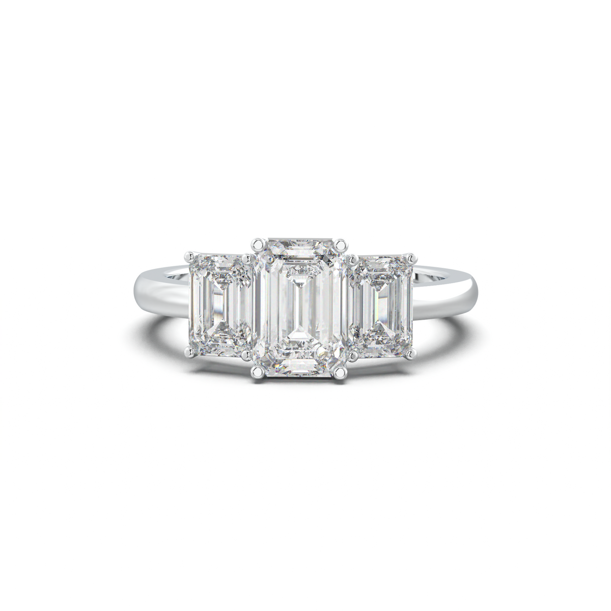 Emerald Three-Stone Engagement Ring