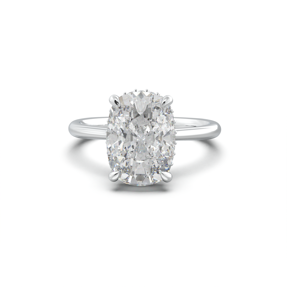 Cushion Hidden Halo Engagement Ring
