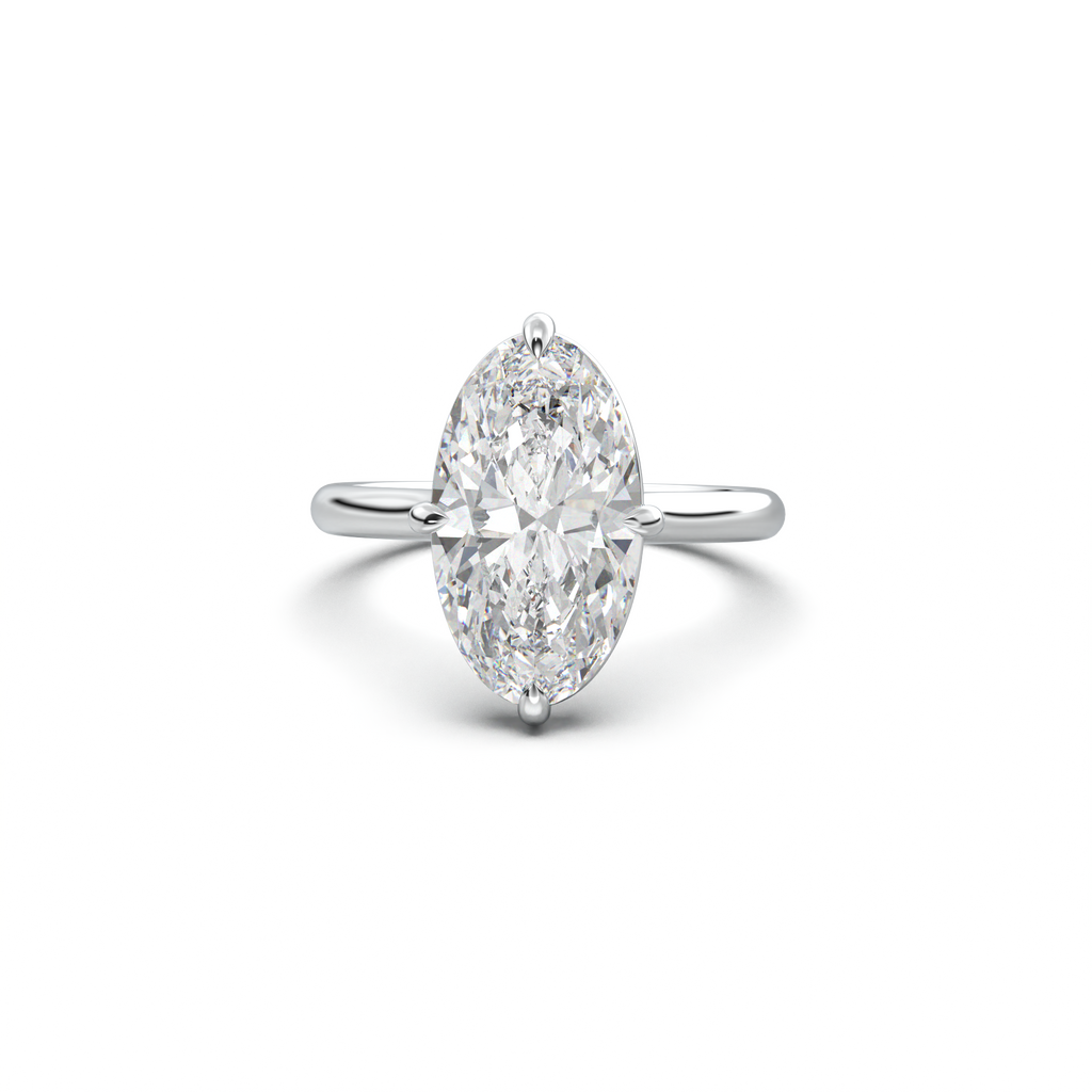 Elongated Moval Solitaire Engagement Ring