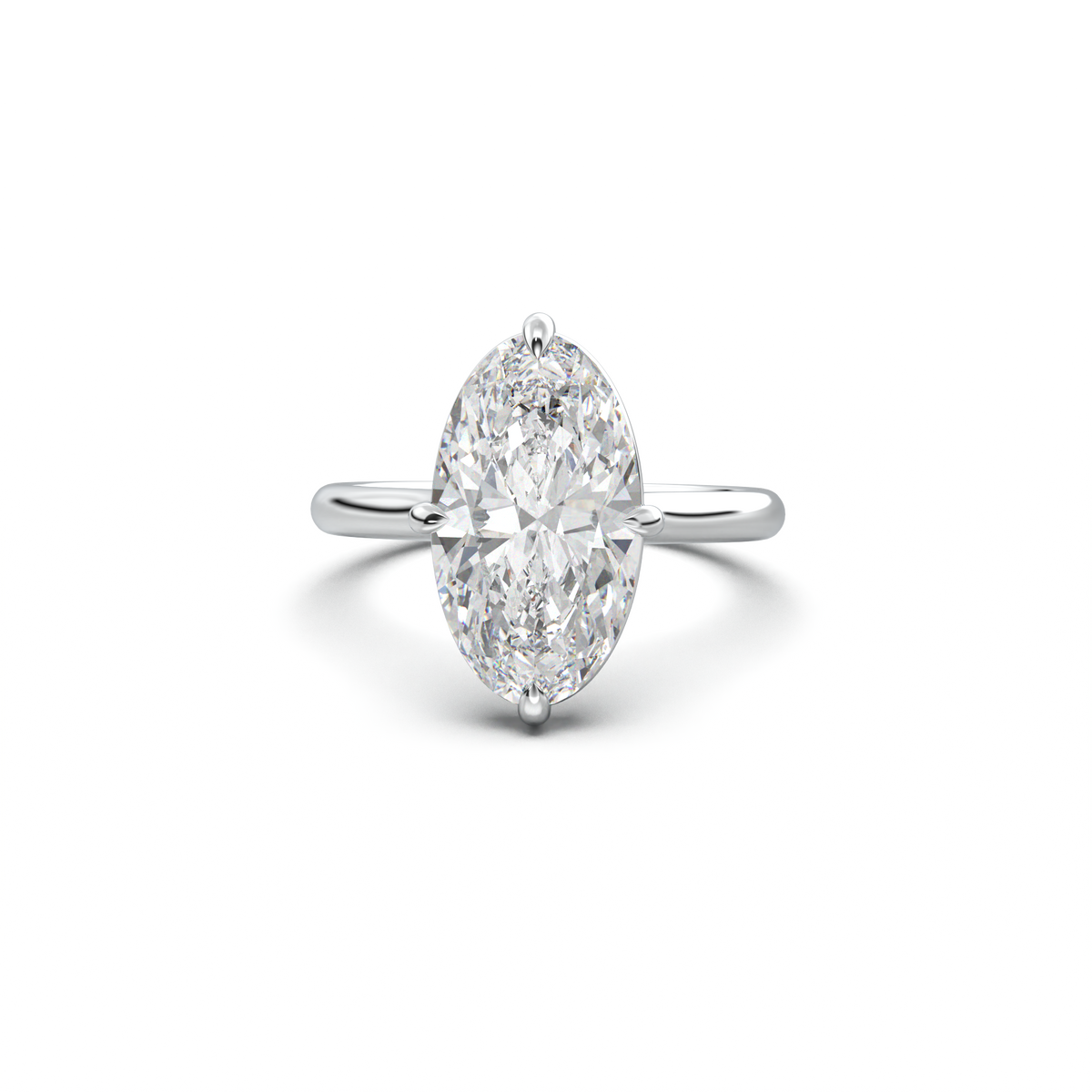 Elongated Moval Solitaire Engagement Ring