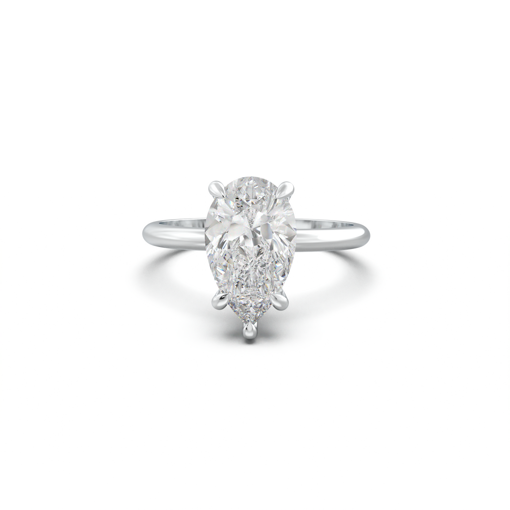 Pear Hidden Halo Engagement Ring