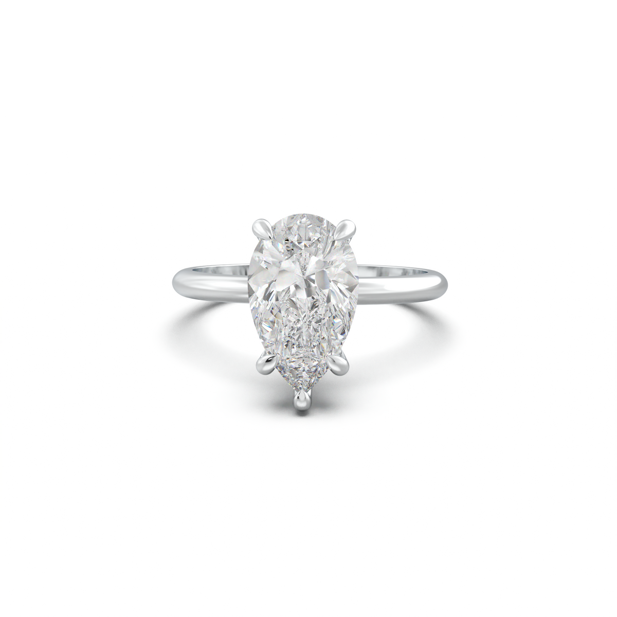 Pear Hidden Halo Engagement Ring