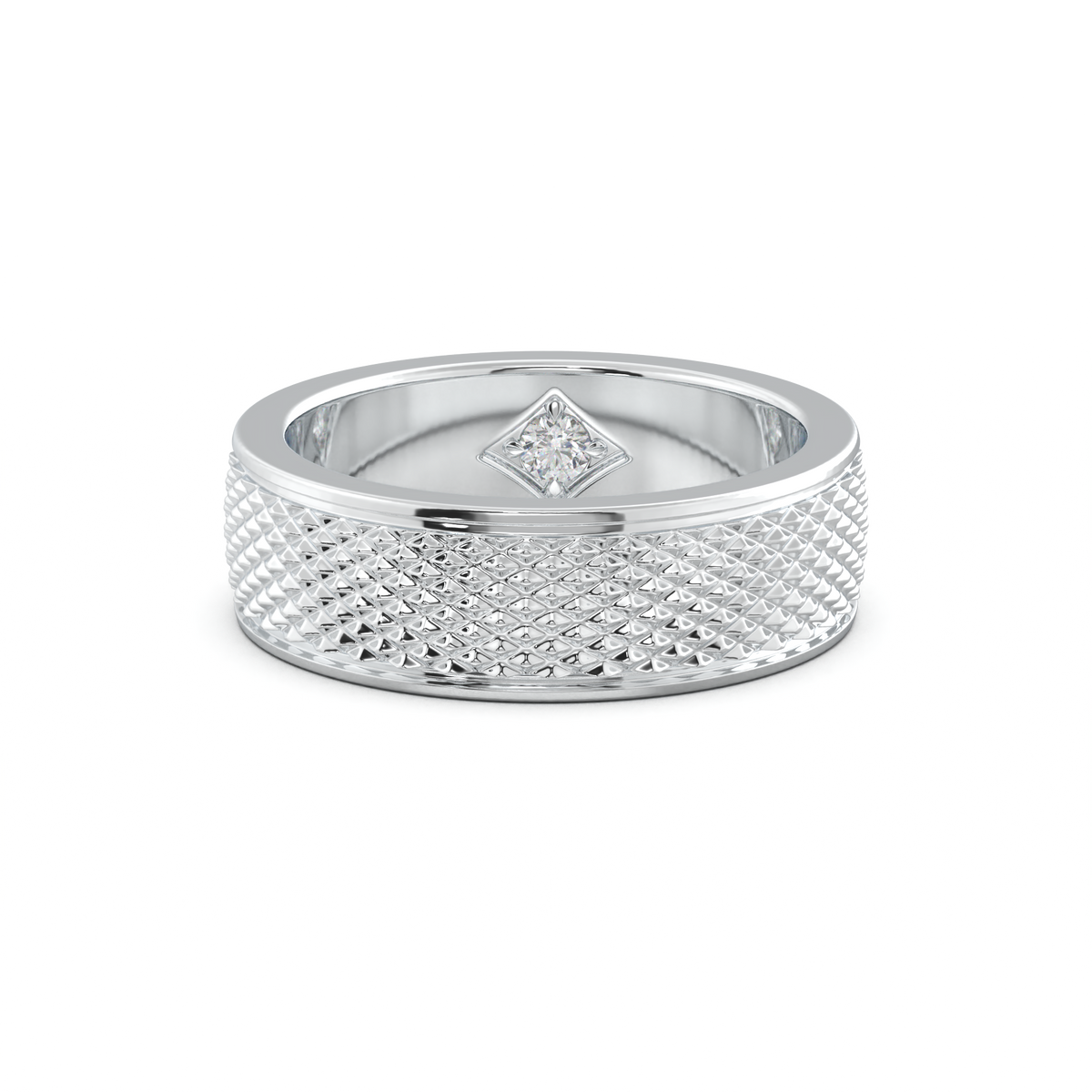 Diamond-Cut Textured Men's Wedding Band