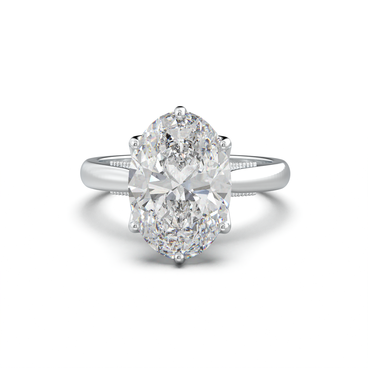 Oval Tulip Setting Hidden bridge Halo Engagement Ring