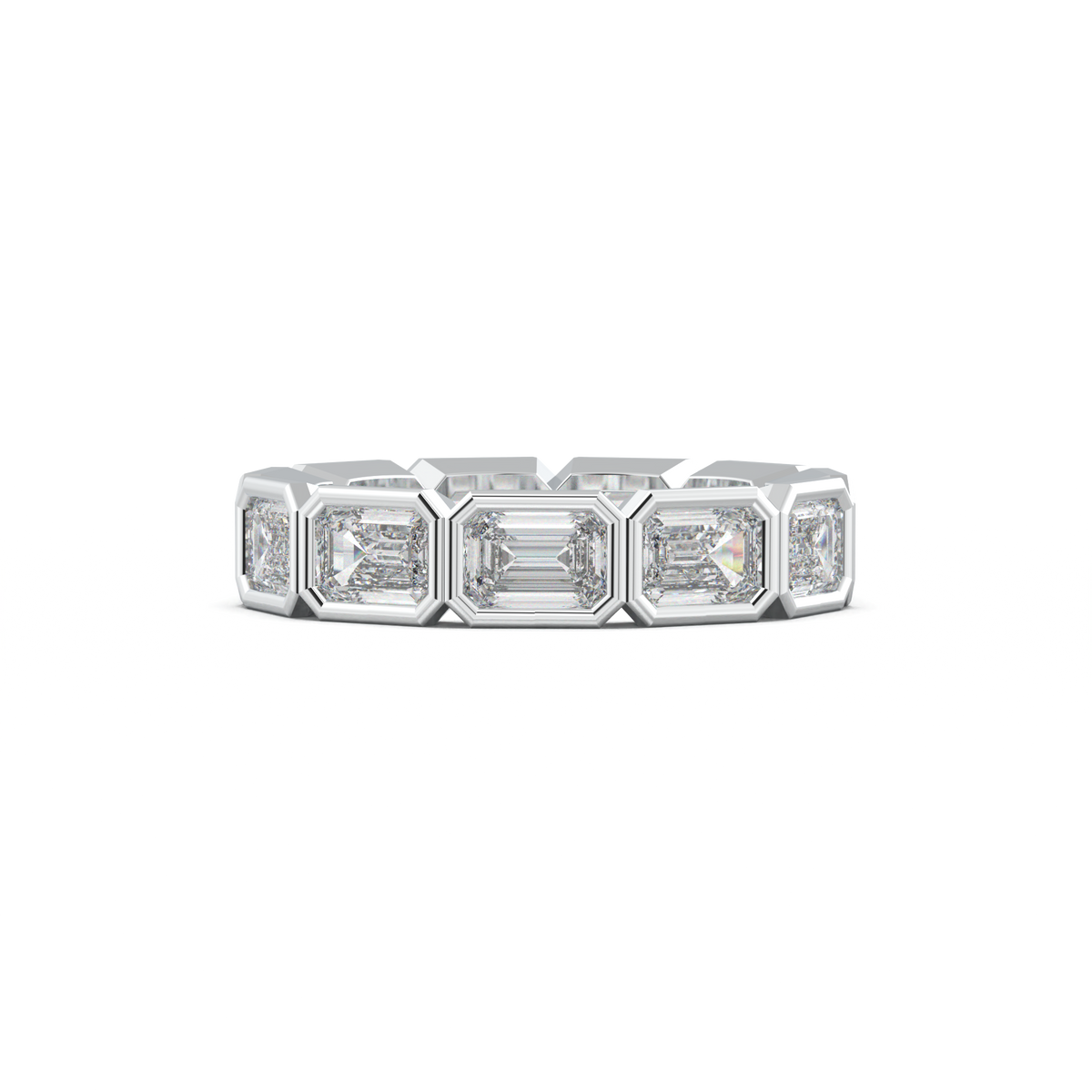 Emerald-Cut Bezel-Style Eternity Wedding Band