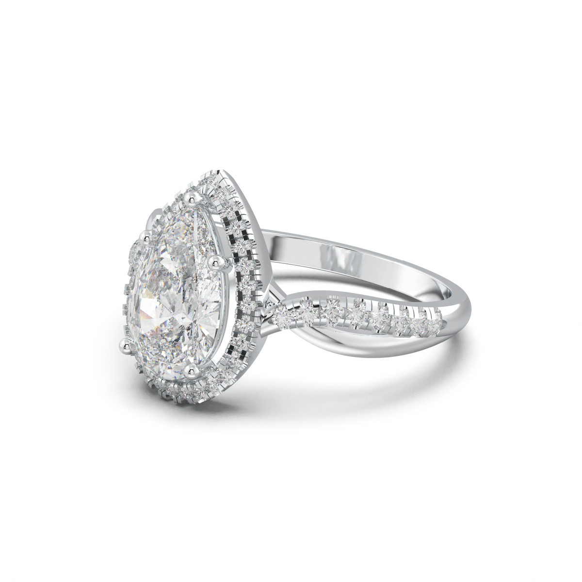 Pear Halo Twisted Pavé Engagement Ring
