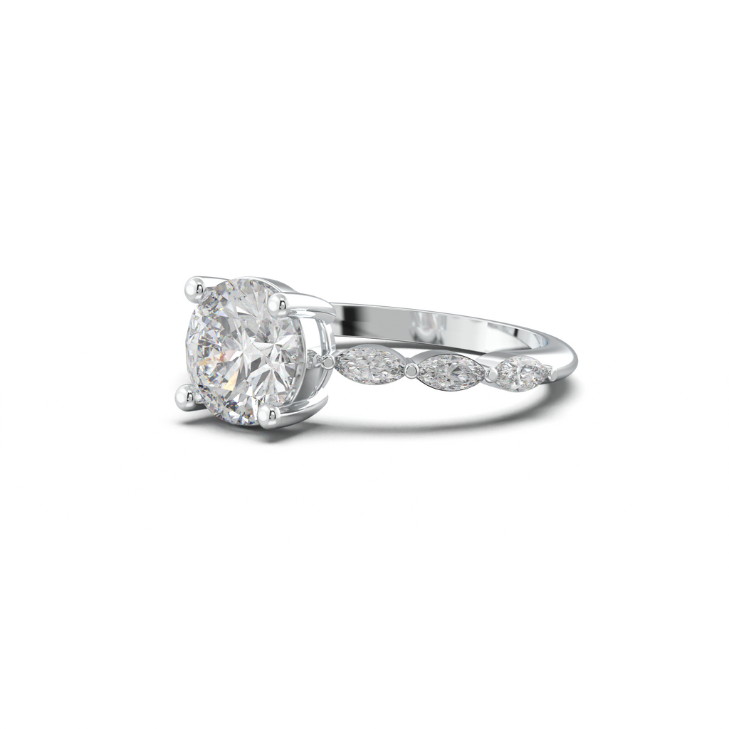 Round Marquise Side-Stone Engagement Ring