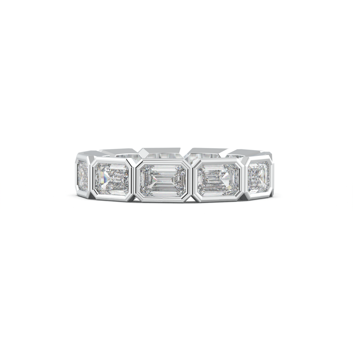 Emerald-Cut Bezel-Style Eternity Wedding Band