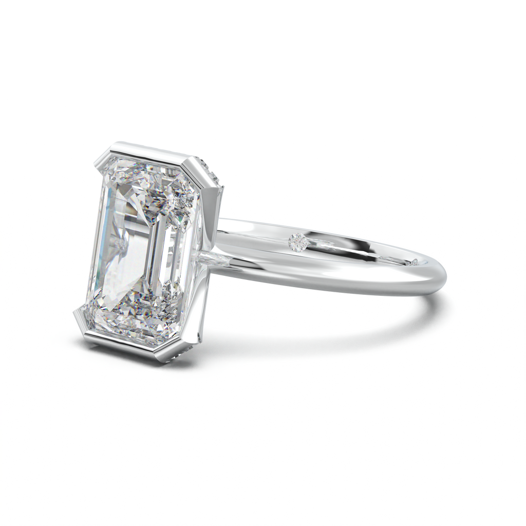 Emerald Hidden Halo Engagement Ring