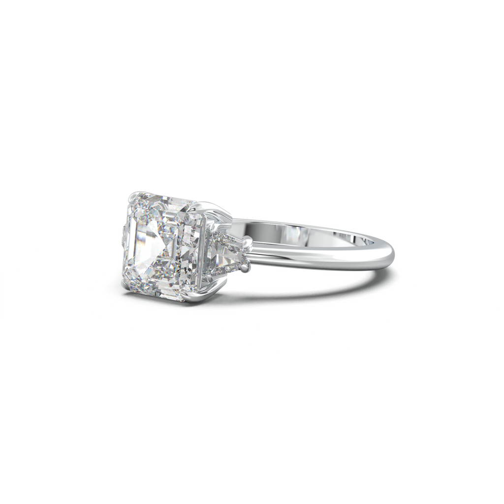 Asscher Baguette Three-Stone Engagement Ring
