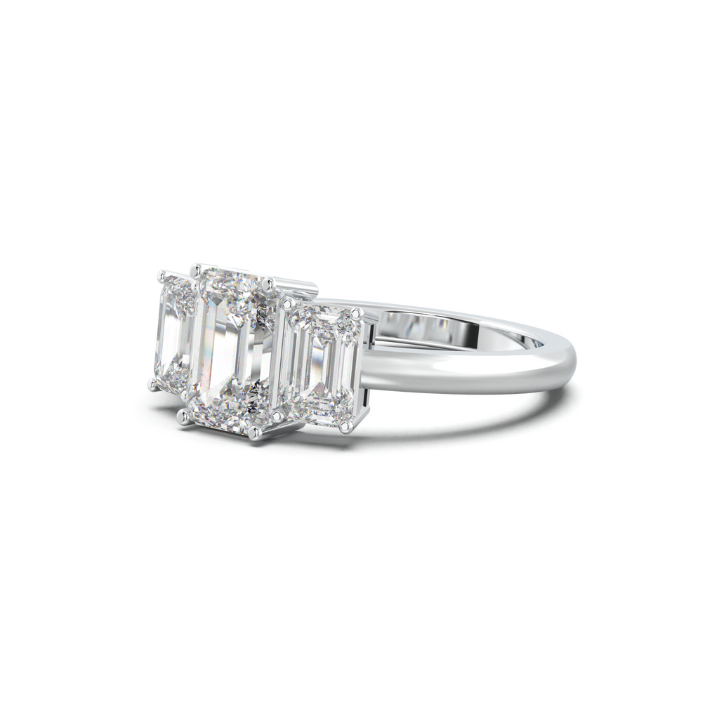 Emerald Three-Stone Engagement Ring