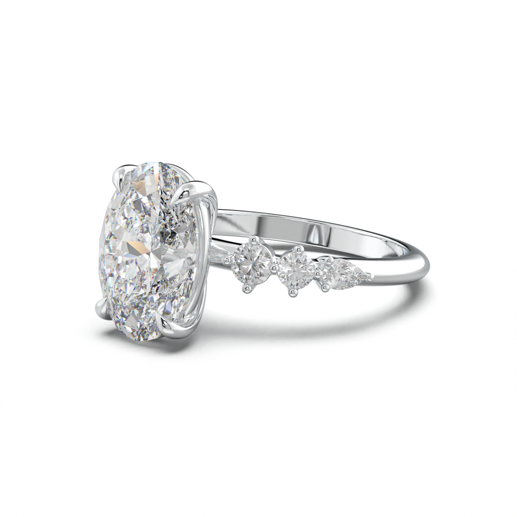 Oval Pear-Accent Engagement Ring