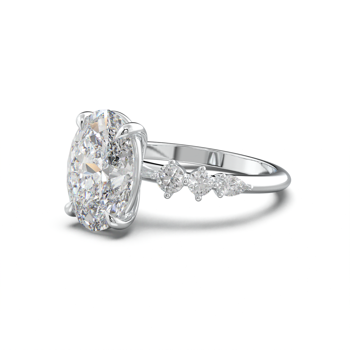 Oval Pear-Accent Engagement Ring