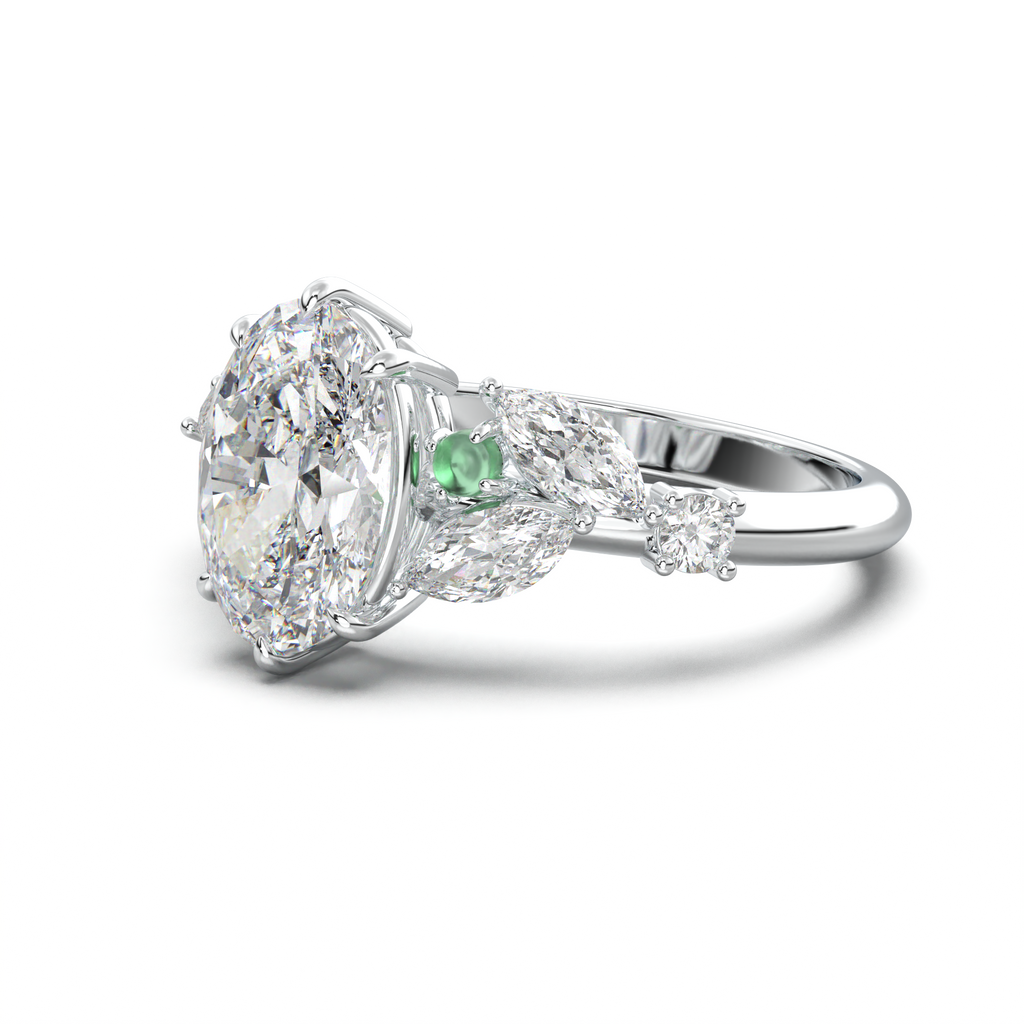 Oval Marquise-Accent Engagement Ring