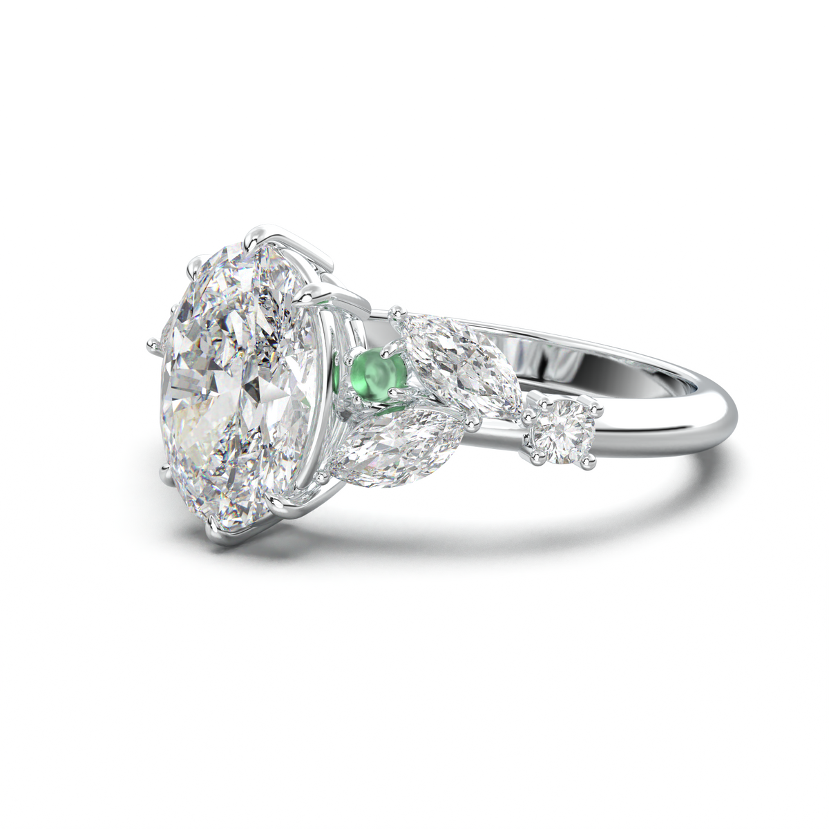 Oval Marquise-Accent Engagement Ring