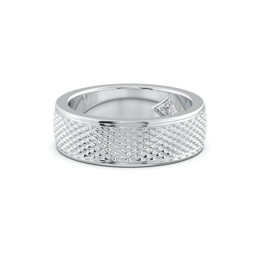 Diamond-Cut Textured Men's Wedding Band