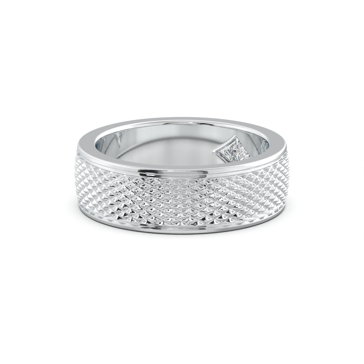 Diamond-Cut Textured Men's Wedding Band