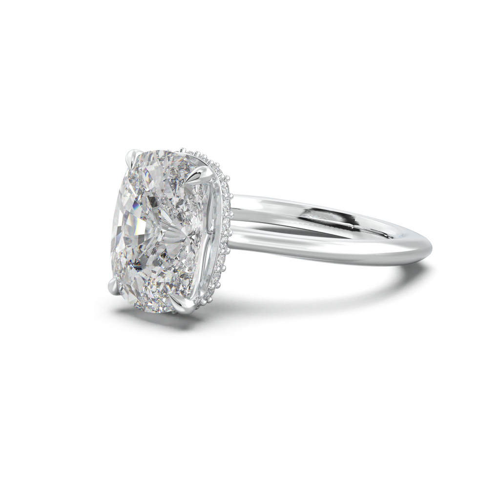 Cushion Hidden Halo Engagement Ring