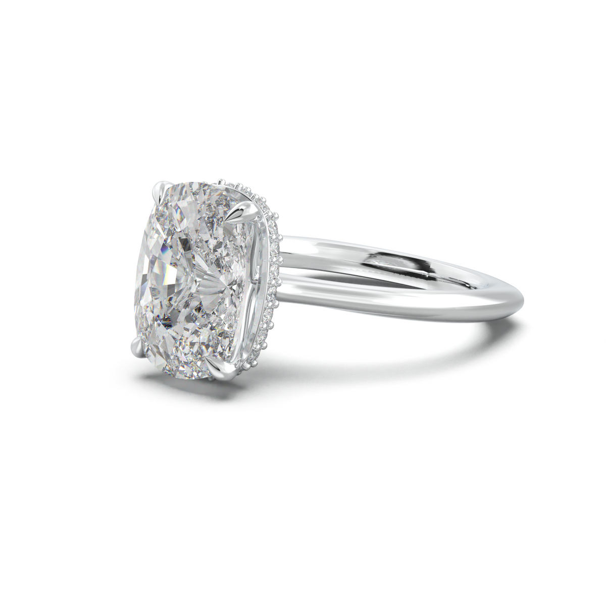 Cushion Hidden Halo Engagement Ring