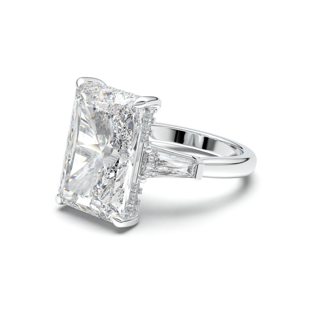 Radiant Baguette Hidden Halo Engagement Ring