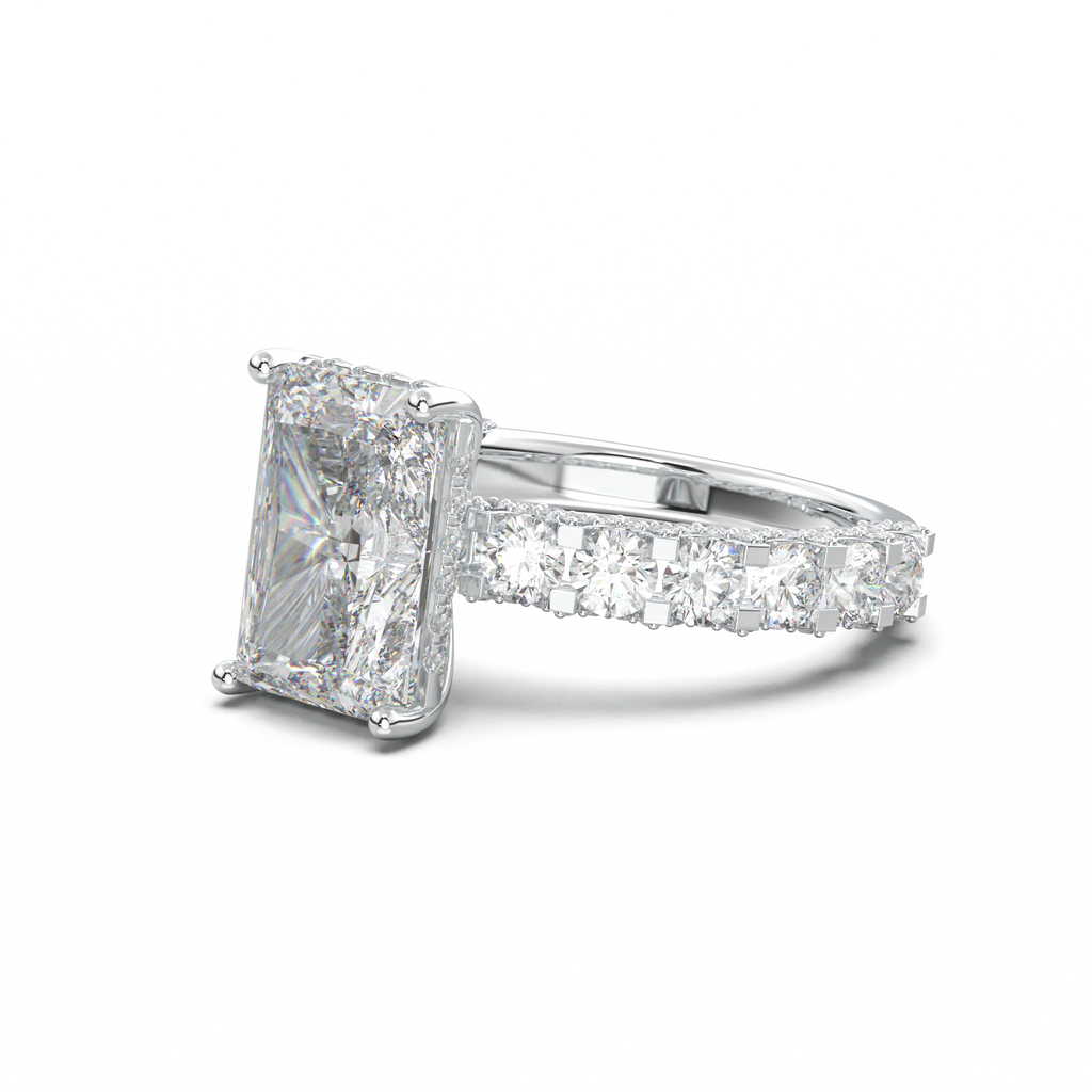 Radiant Diamond Band Engagement Ring