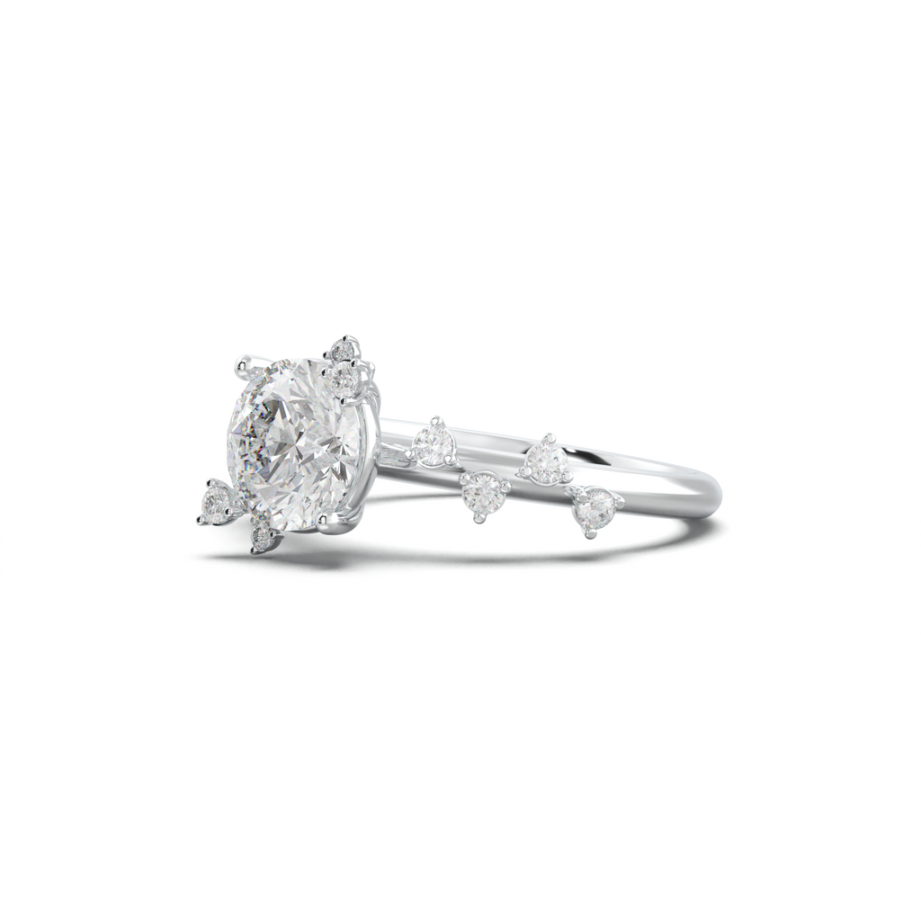 Round Botanical Accent Engagement Ring