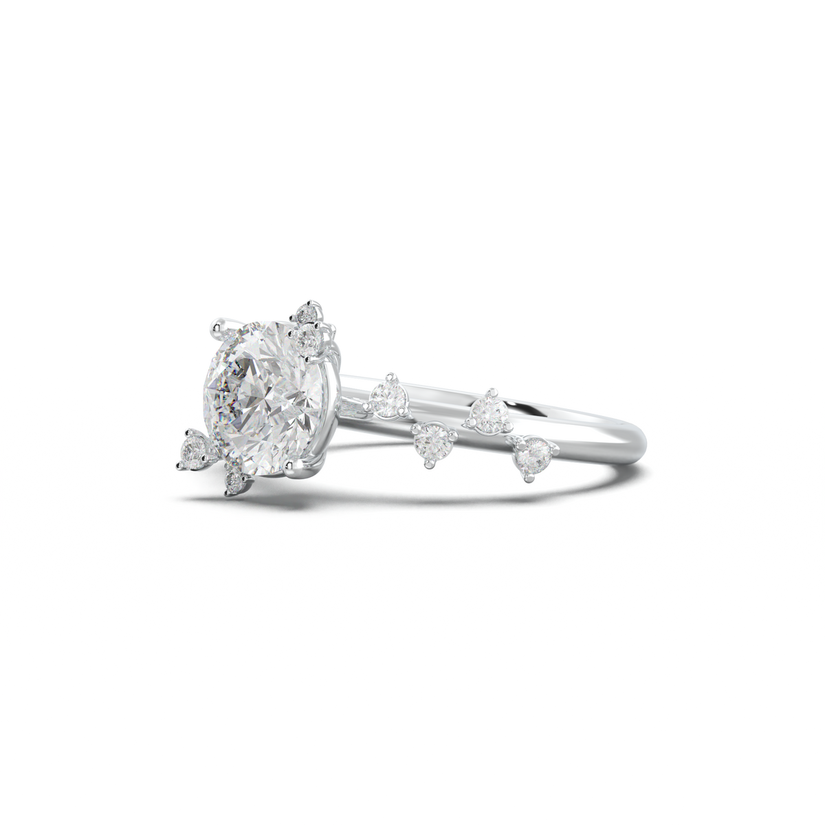 Round Botanical Accent Engagement Ring