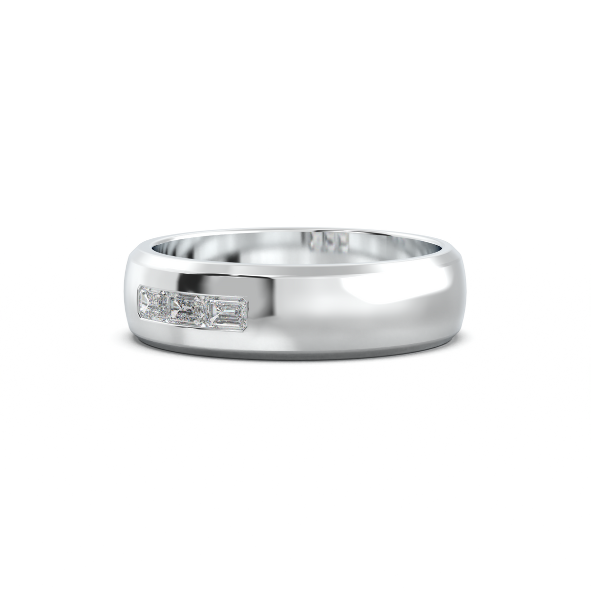 Three-Emerald Inlay Men's Band