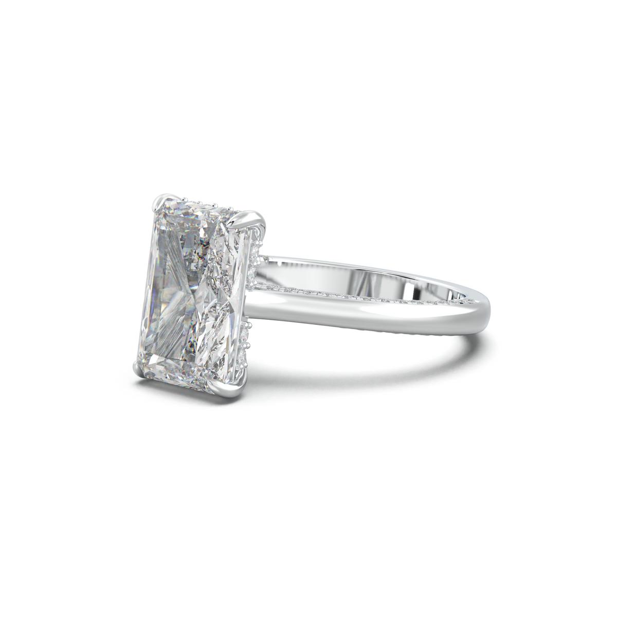 Radiant Pavé Hidden Halo Engagement Ring