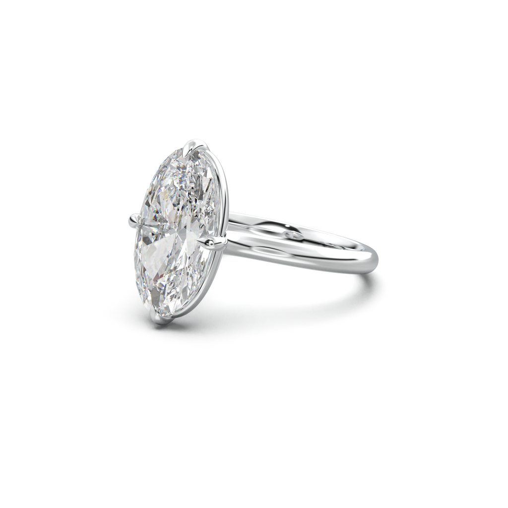 Elongated Moval Solitaire Engagement Ring