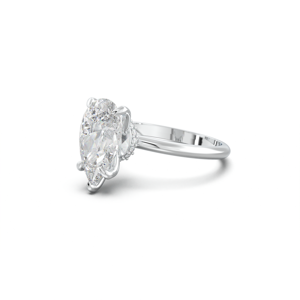 Pear Hidden Halo Engagement Ring