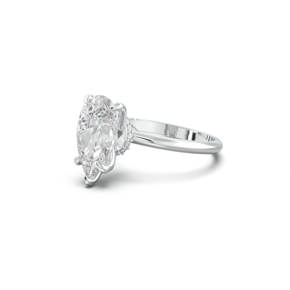 Pear Hidden Halo Engagement Ring