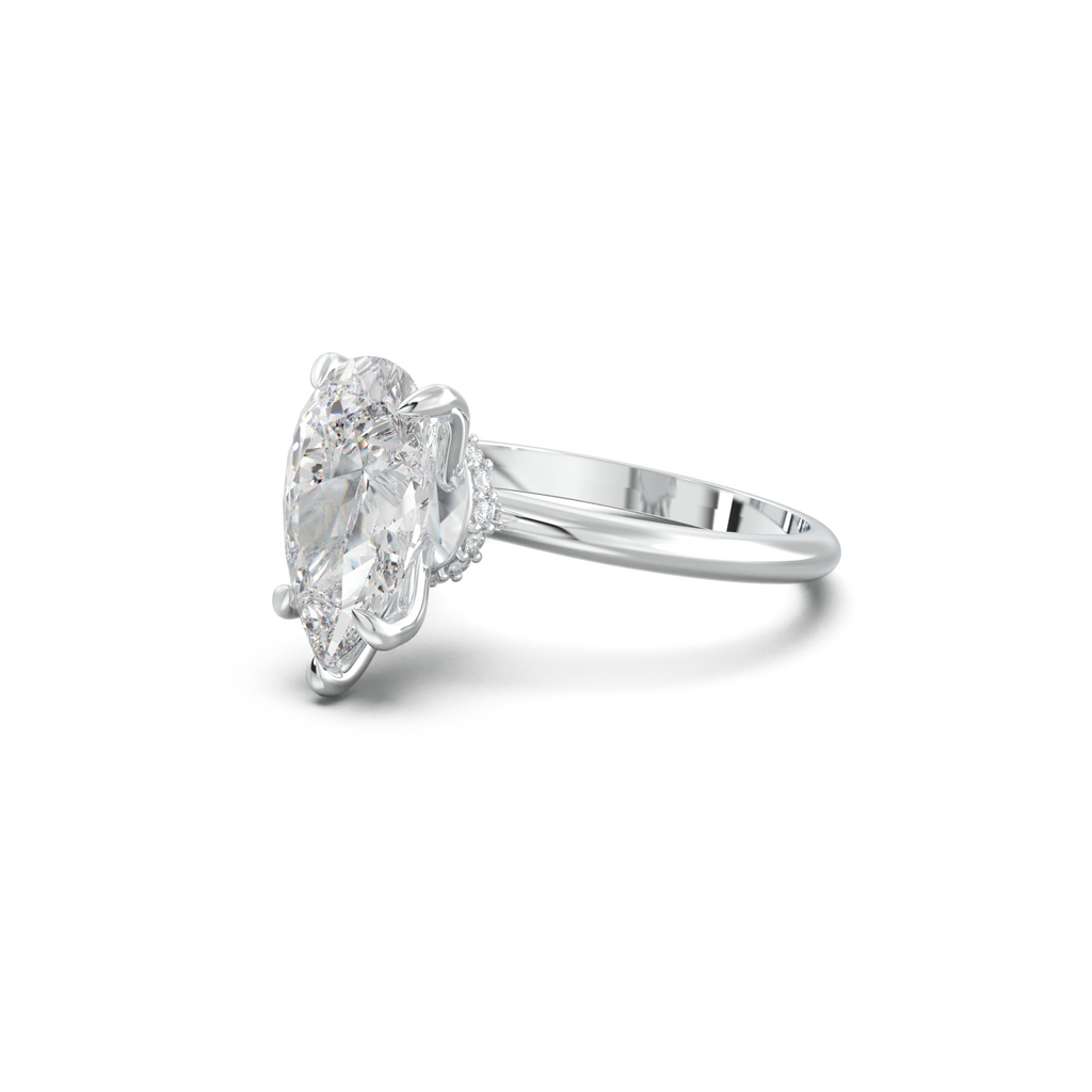 Pear Hidden Halo Engagement Ring