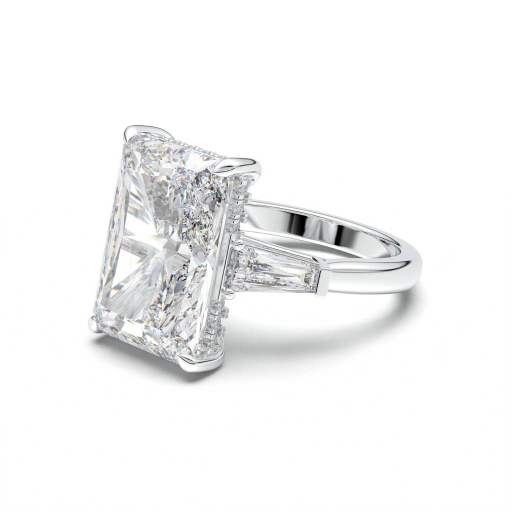 Radiant Baguette Hidden Halo Engagement Ring