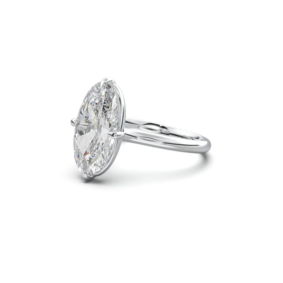 Elongated Moval Solitaire Engagement Ring
