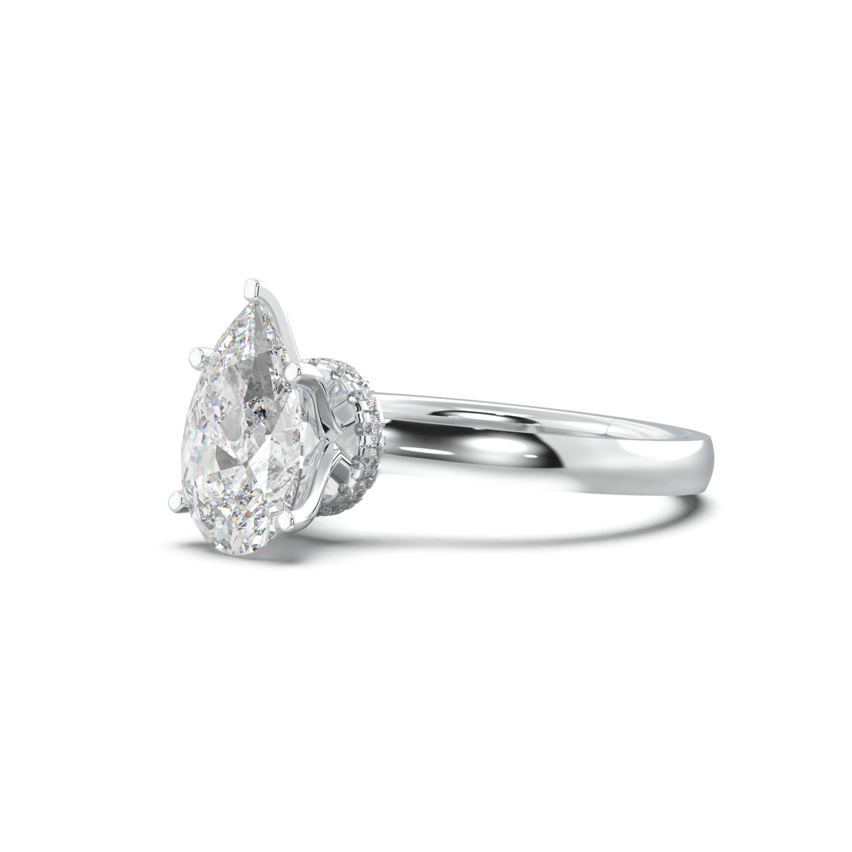 Round Hidden Halo Engagement Ring