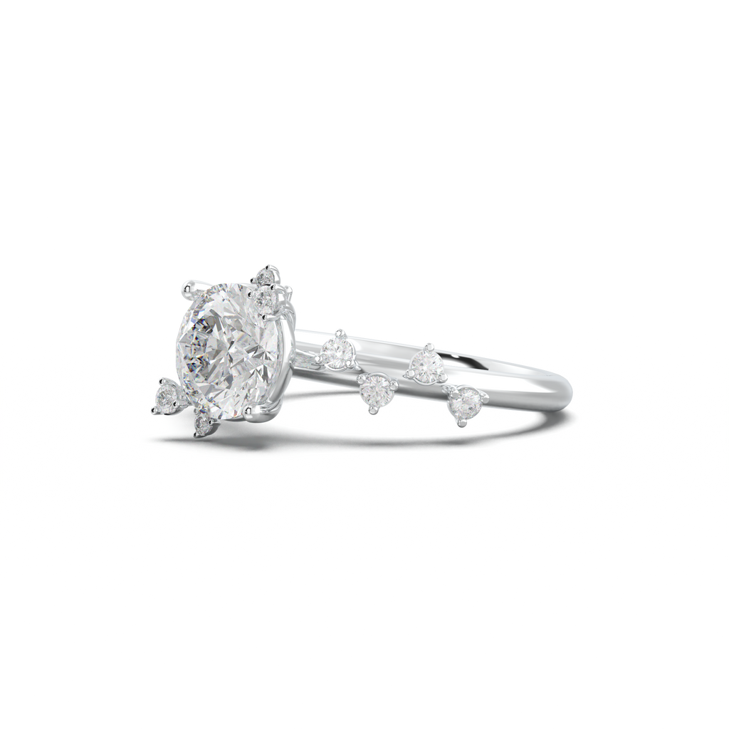 Round Botanical Accent Engagement Ring