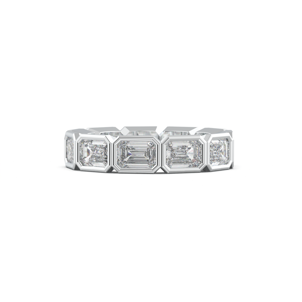 Emerald-Cut Bezel-Style Eternity Wedding Band
