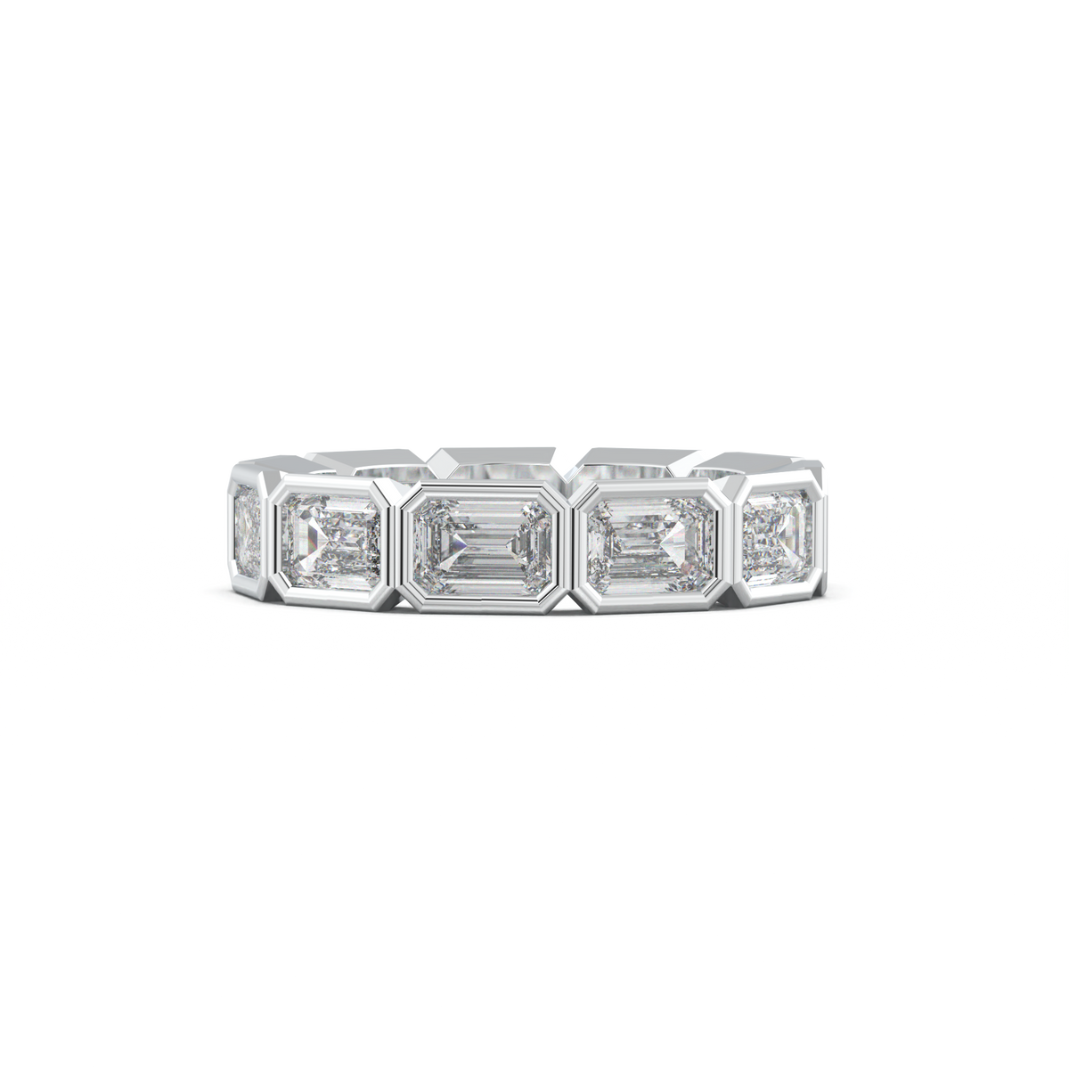 Emerald-Cut Bezel-Style Eternity Wedding Band