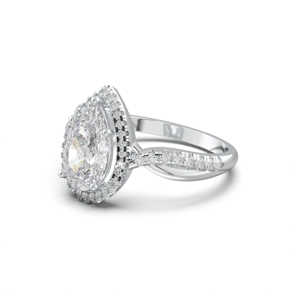 Pear Halo Twisted Pavé Engagement Ring