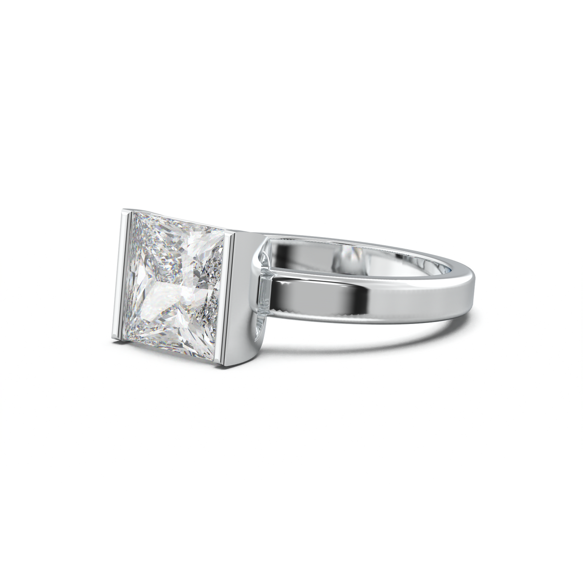 Princess Half-Bezel Engagement Ring