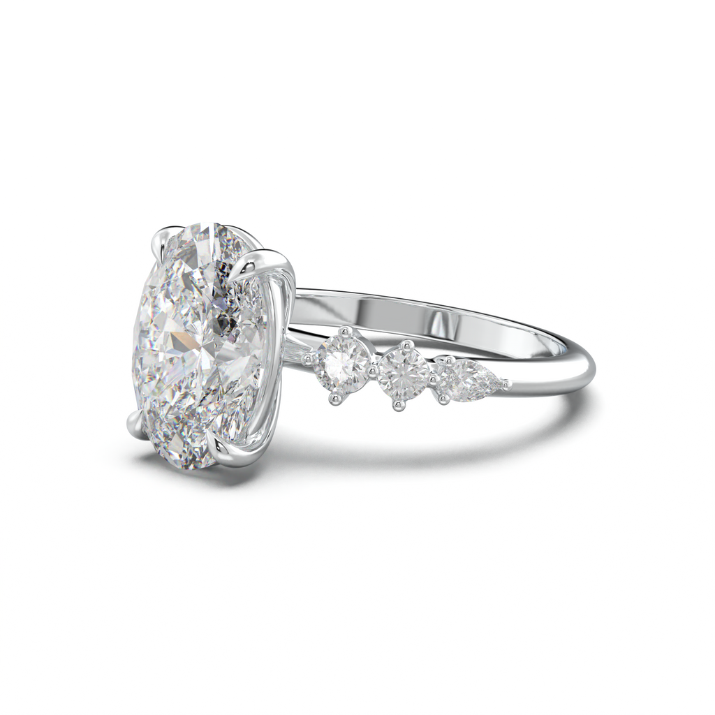 Oval Pear-Accent Engagement Ring