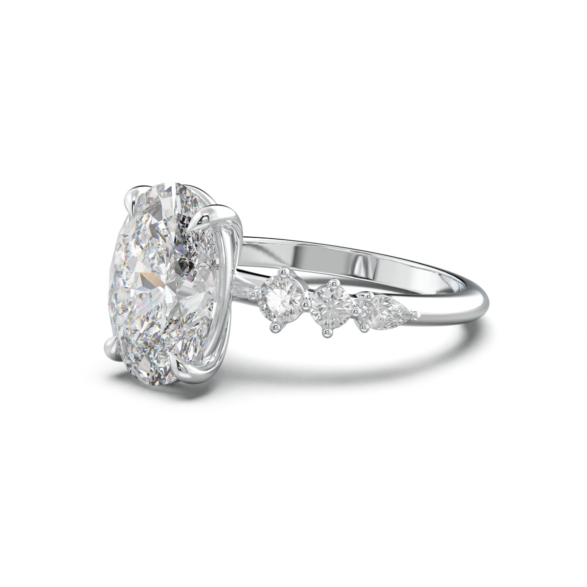 Oval Pear-Accent Engagement Ring