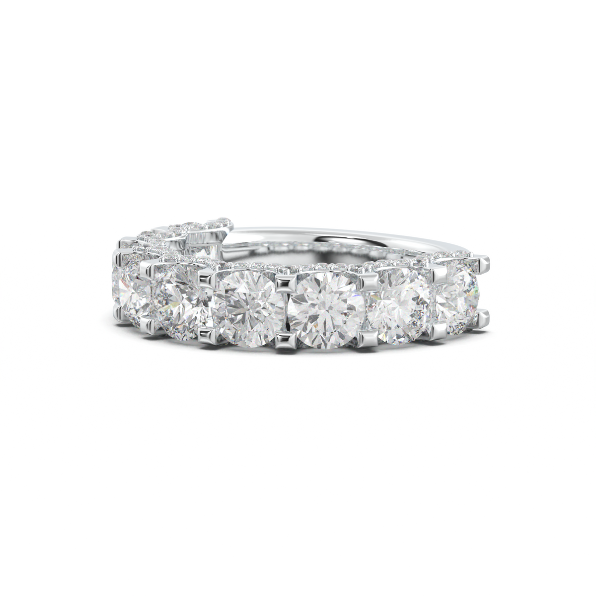 Round Diamond Pavé-Edge Wedding Band