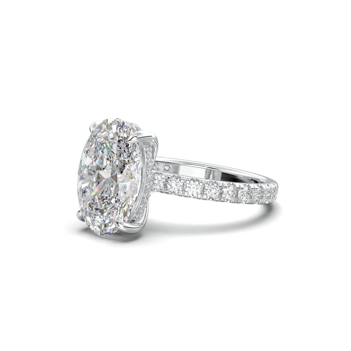 Oval Pavé Hidden Halo Engagement Ring
